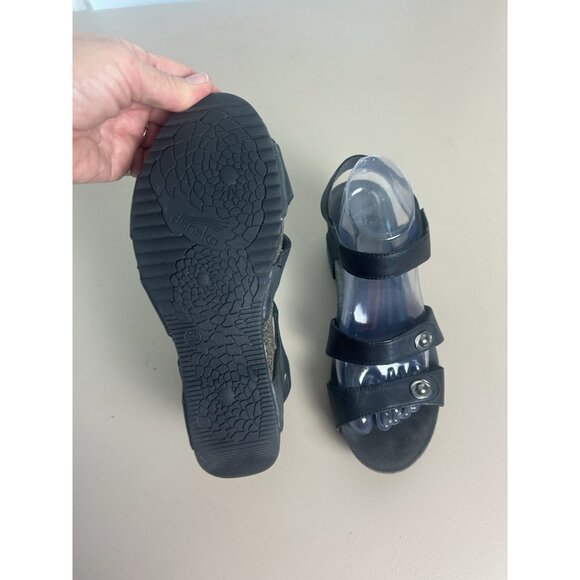Dansko Savannah Black Leather Strappy Cork Wedge Sandals Women Size 8.5 EU 39 - Picture 6 of 11
